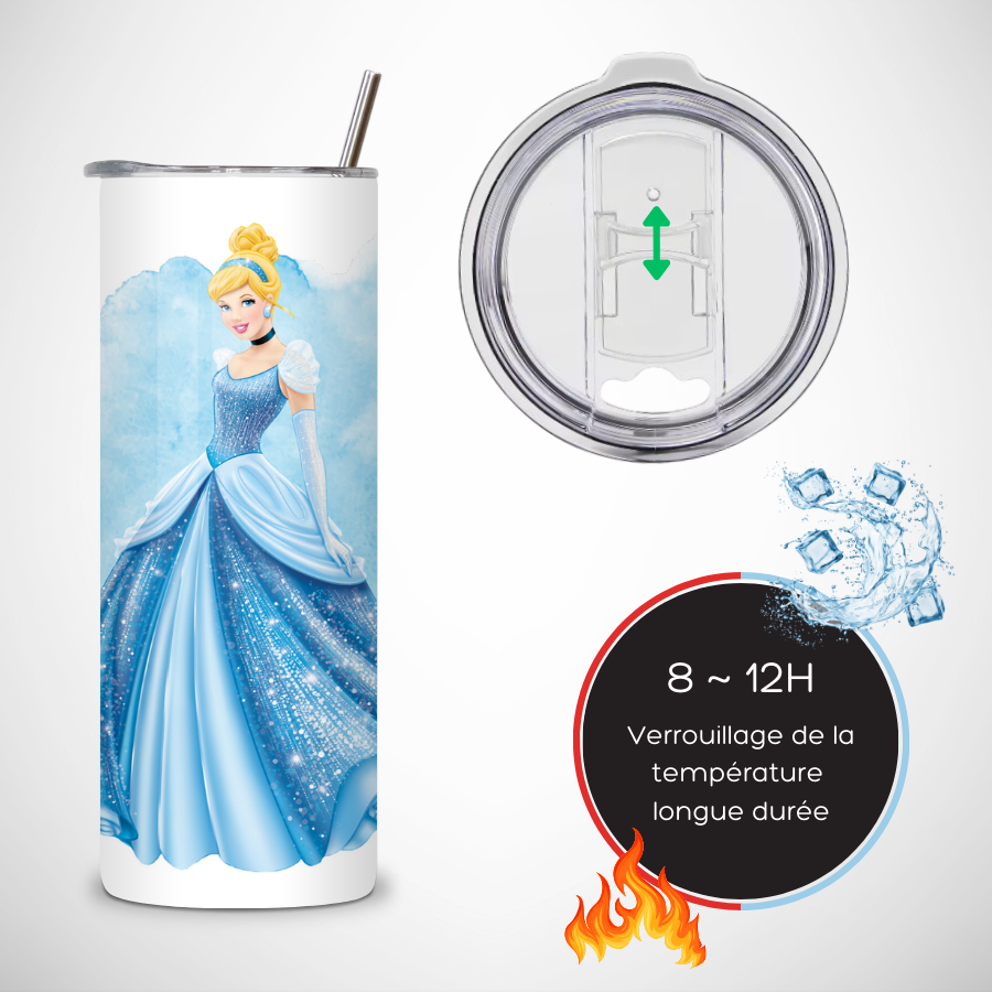 Tumbler-personnalise-cendrillon-Gourde-personnalisee-princesse-cendrillon-Gobelet-princesse-cendrillon