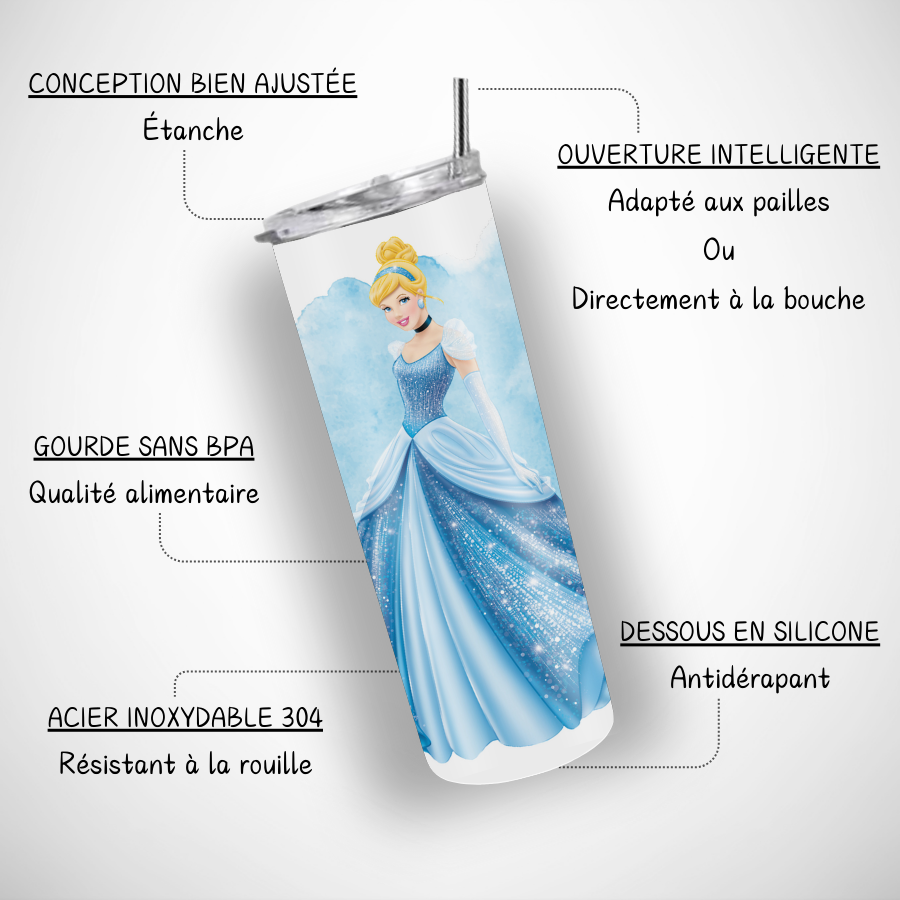 Tumbler-personnalise-cendrillon-Gourde-personnalisee-princesse-cendrillon-Gobelet-princesse-cendrillon