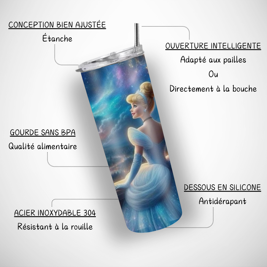 Tumbler-personnalise-cendrillon-Gourde-personnalisee-princesse-cendrillon-Gobelet-princesse-cendrillon