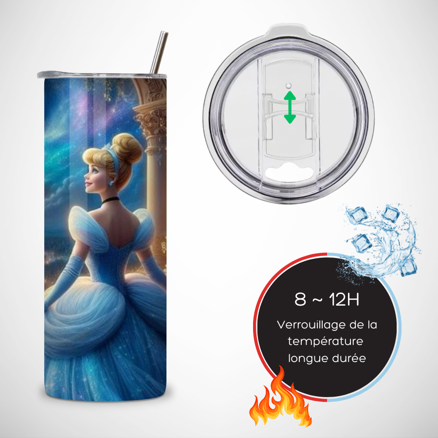 Tumbler-personnalise-cendrillon-Gourde-personnalisee-princesse-cendrillon-Gobelet-princesse-cendrillon