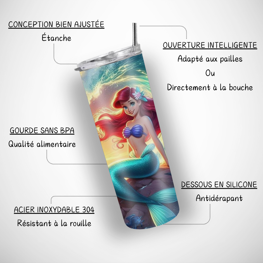 Verre-avec-couvercle-personnalisable-la-petite-sirene-Gourde-personnalisee-la-petite-sirene-Tumbler-a-personnaliser-princesses-disney-ariel