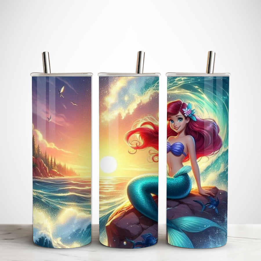 Verre-avec-couvercle-personnalisable-la-petite-sirene-Gourde-personnalisee-la-petite-sirene-Tumbler-a-personnaliser-princesses-disney-ariel