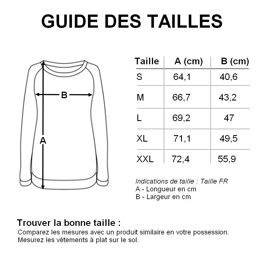 Guide des tailles sweat femme