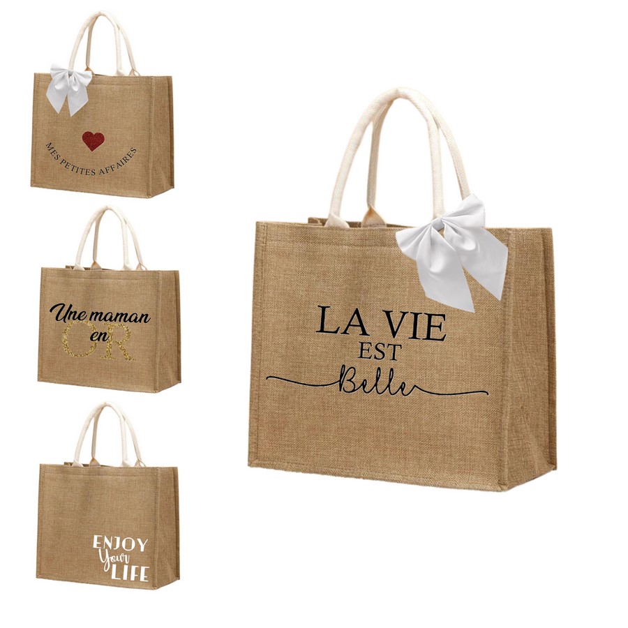 Sac Toile Jute Premium, 5 Sacs Toile de Jute Grand Format - Sac à