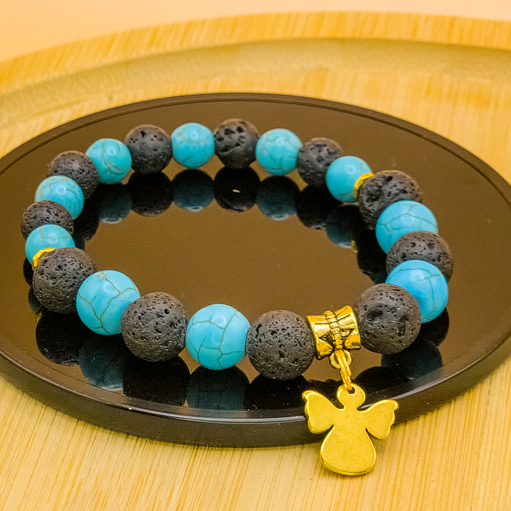 Bracelet turquoise & pierres de lave