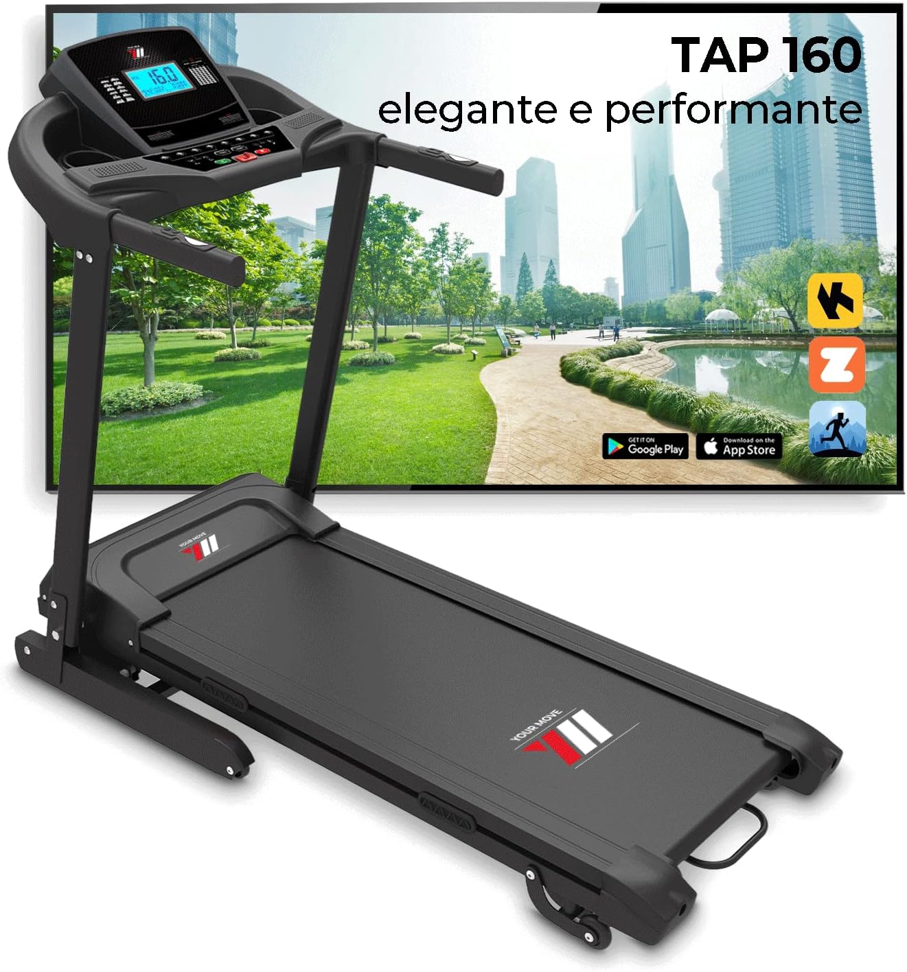 HOMCOM Tapis de marche électrique pliable 1800W - V. max. 6Km/h - écran
