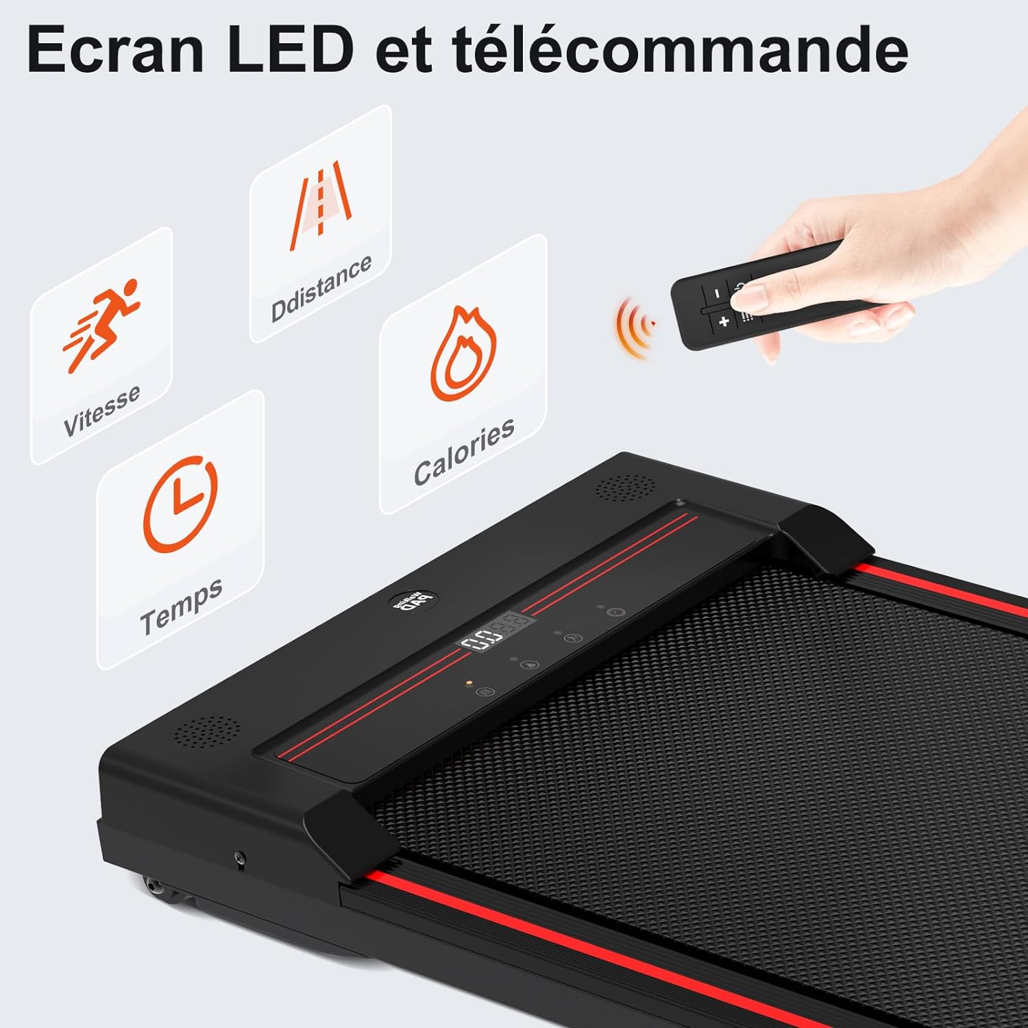 tapis de marche pour senior avec écran led et télécommande