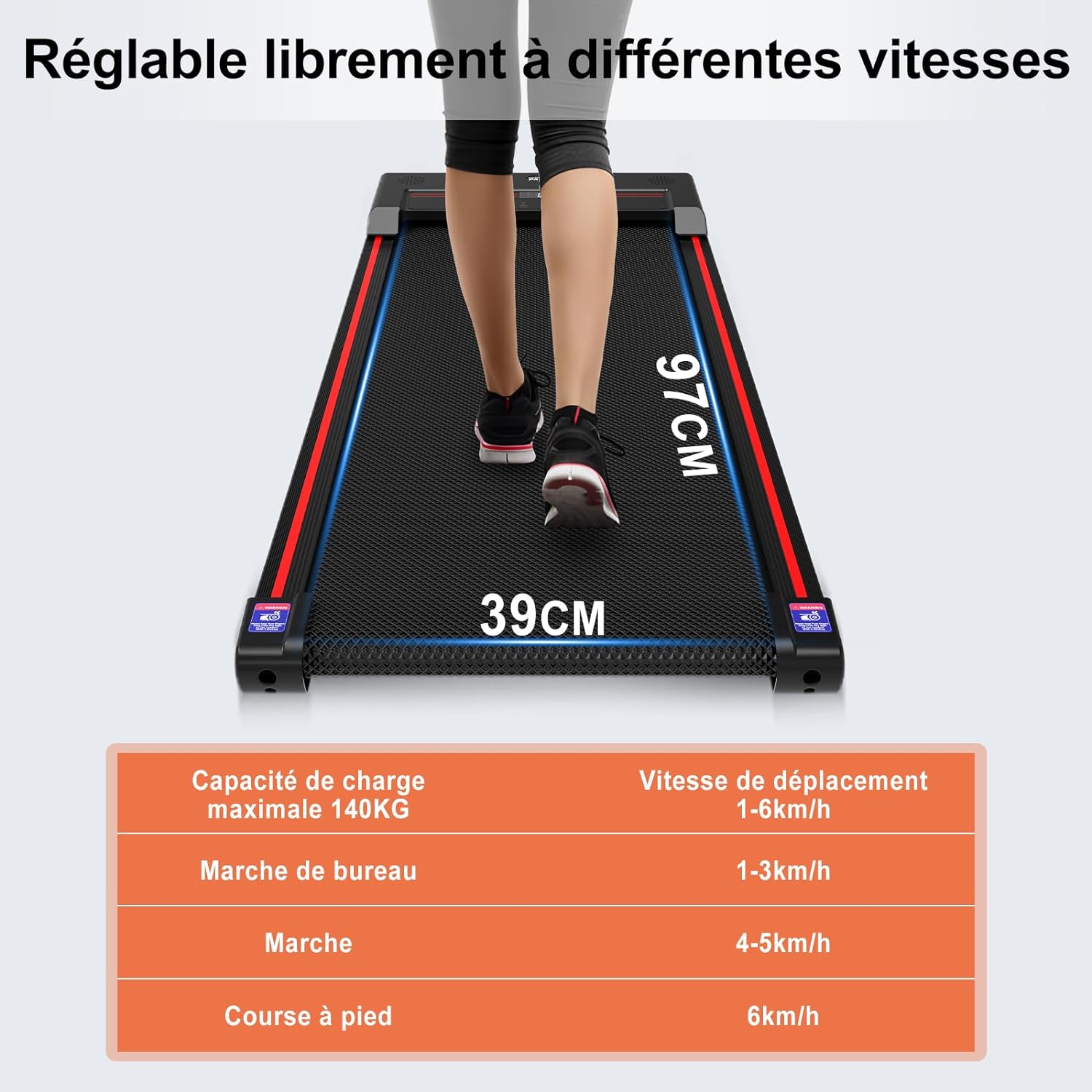 tapis de marche électrique noir et rouge
