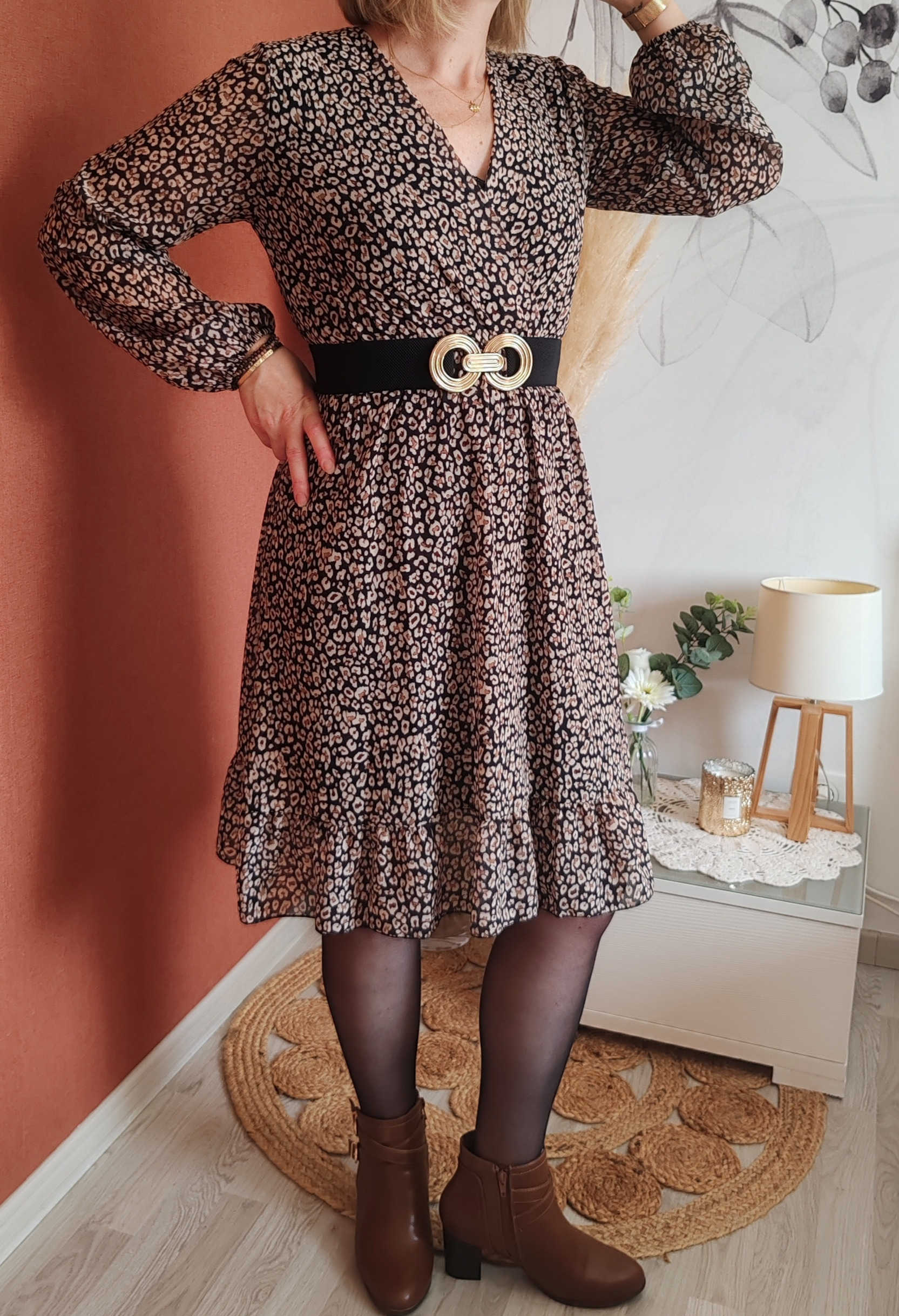 Robe LINA noir et marron