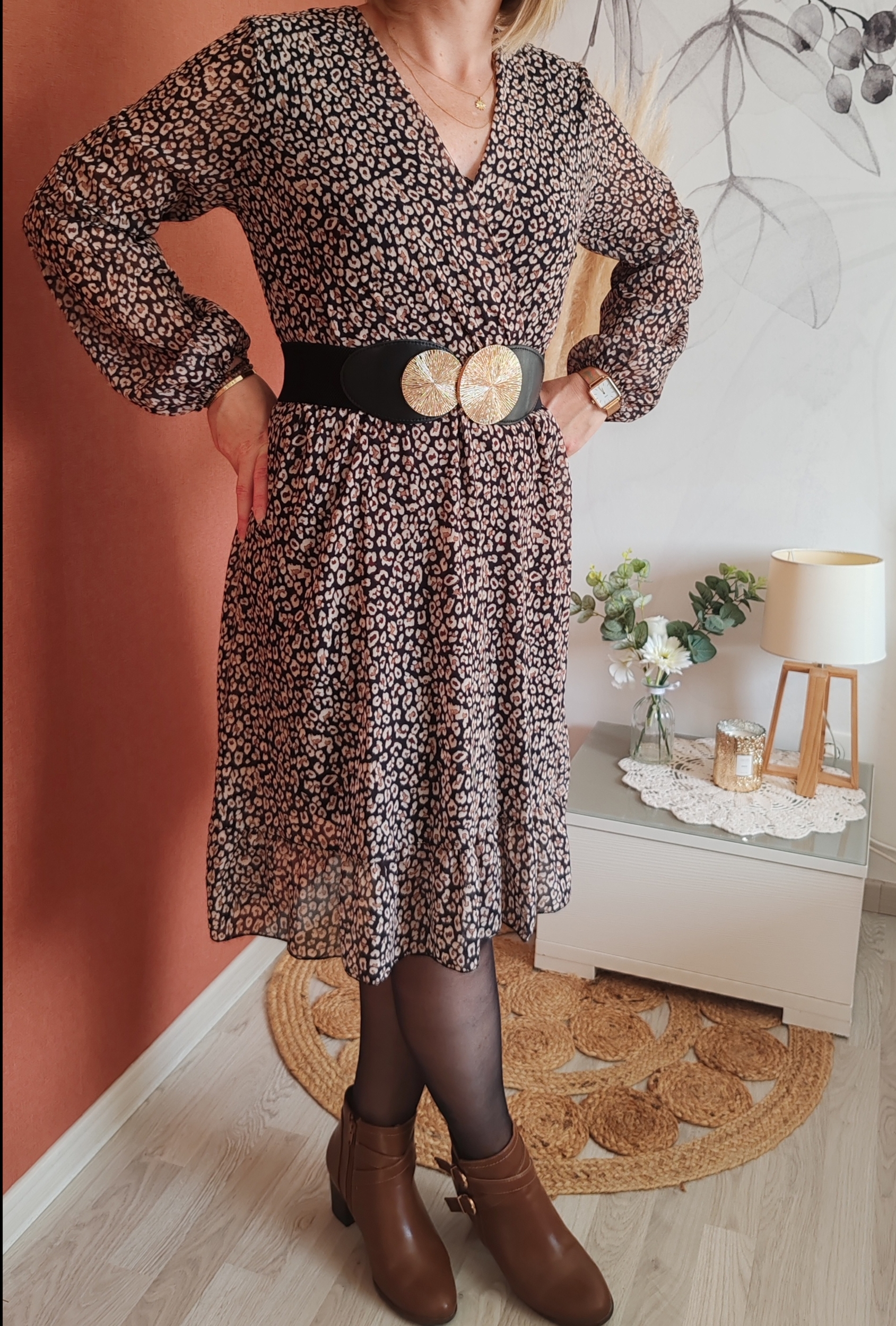 Robe LINA noir et marron