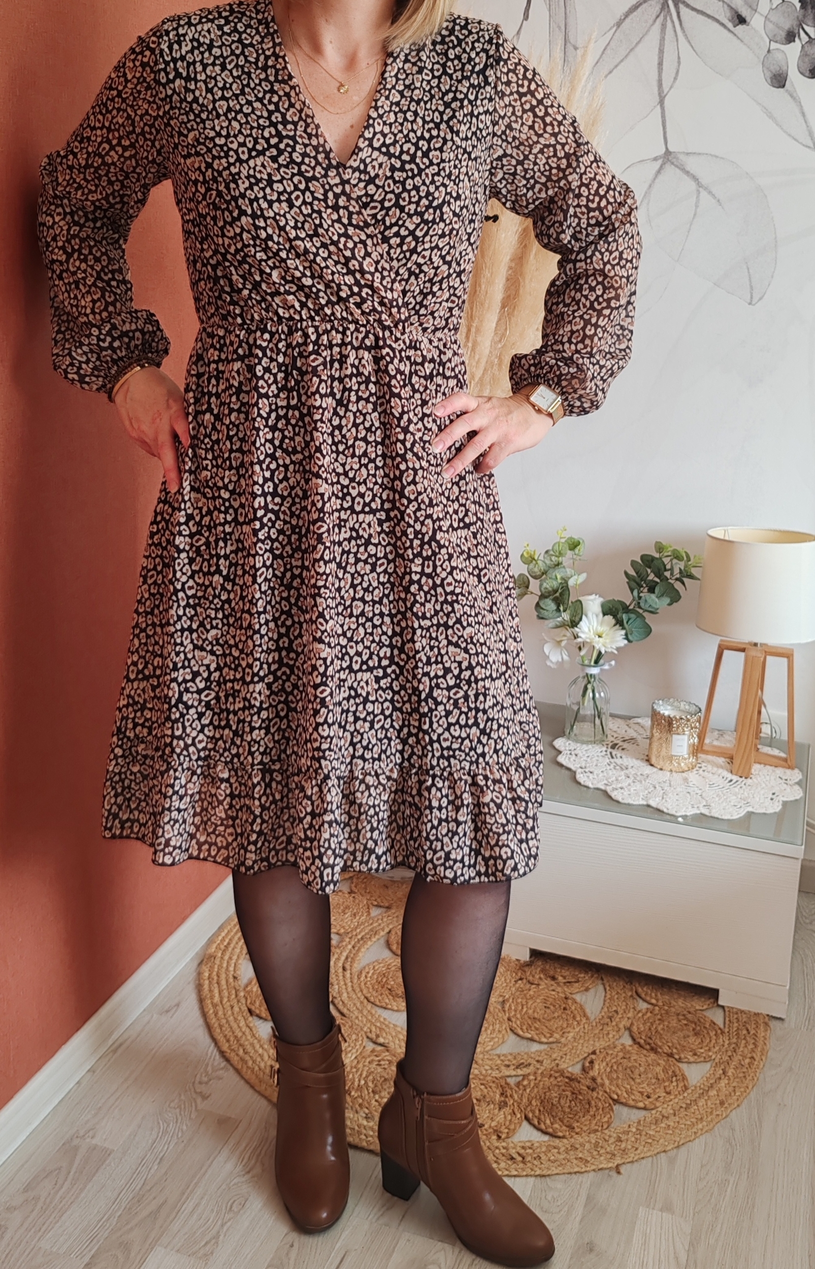 Robe LINA noir et marron