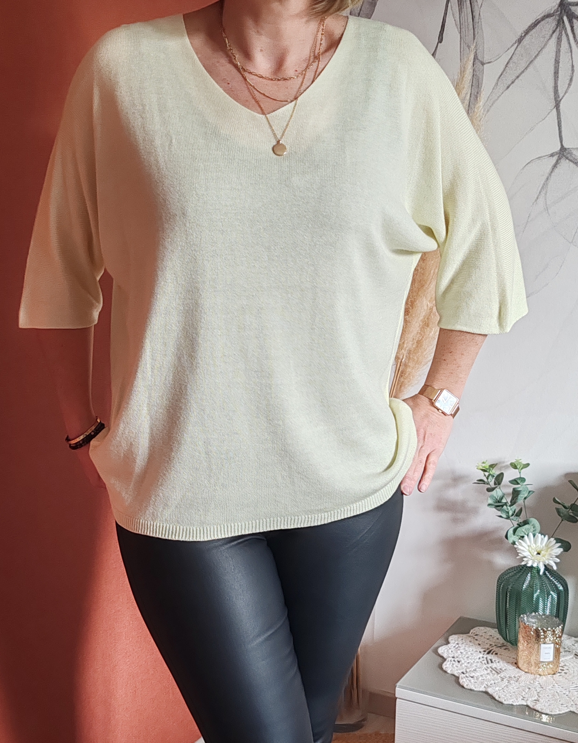 Pull jaune pastel