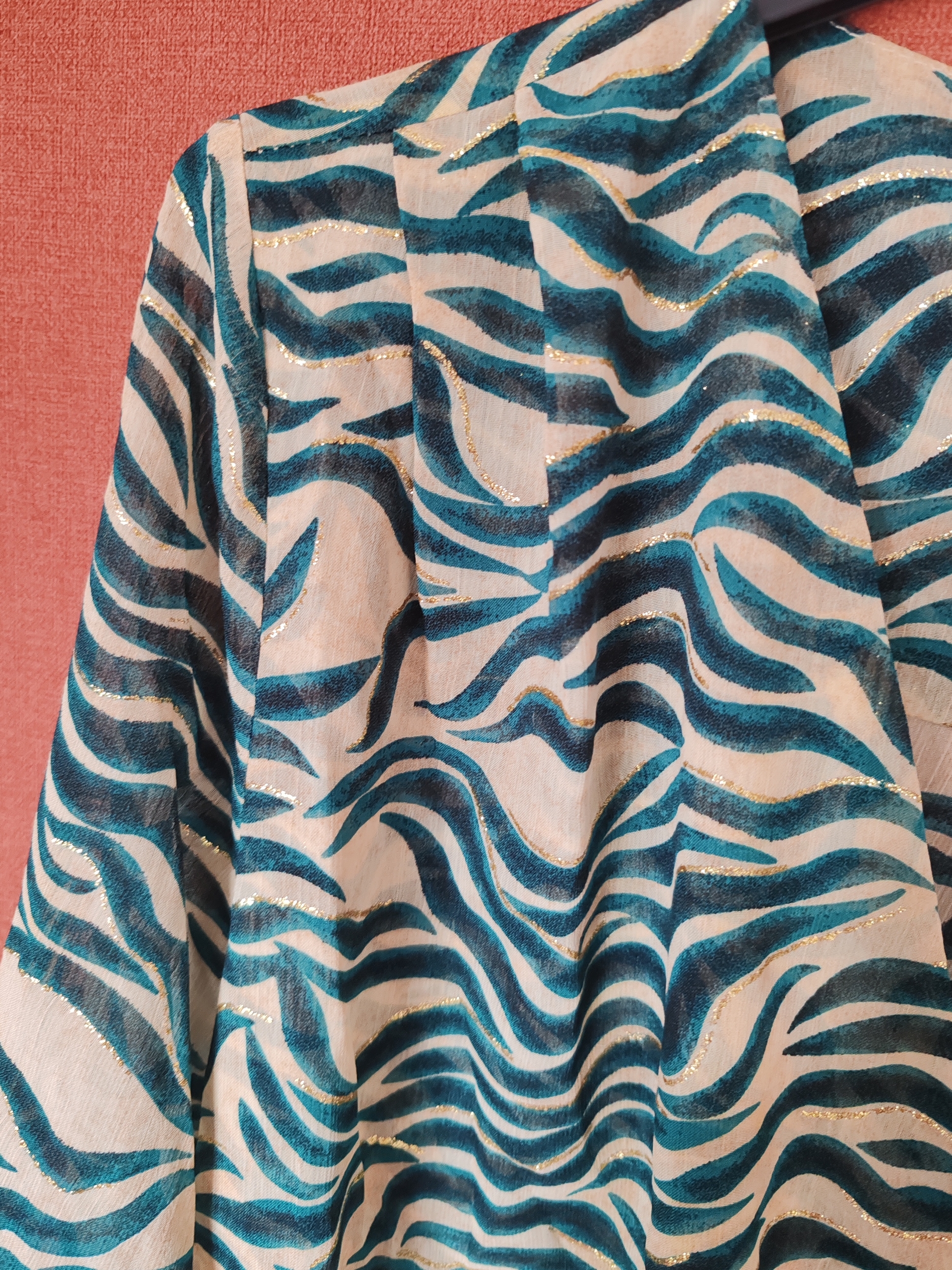 Blouse imprimée vert et doré