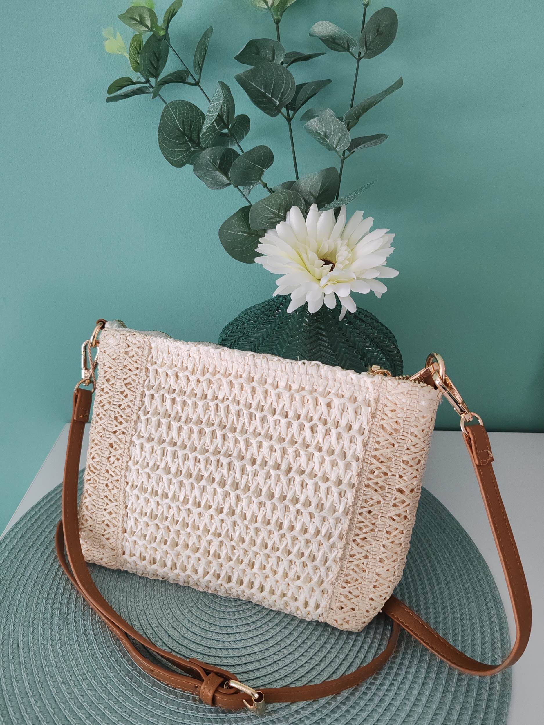Sac bandoulière esprit bohème beige 100% paper