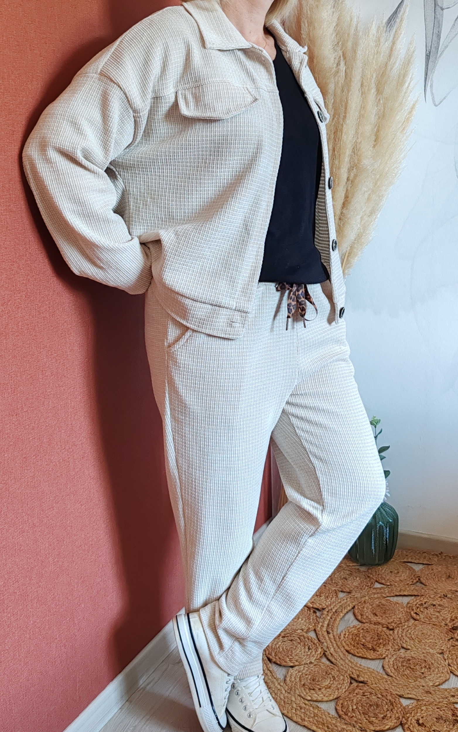 Pantalon en velours beige