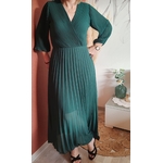 Robe longue plissée vert sapin