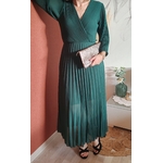 Robe longue plissée vert sapin