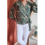 Blouse imprimée vert et doré