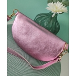 Sac banane cuir rose brillant