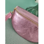 Sac banane cuir rose brillant