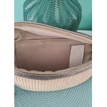 Sac banane cuir bronze et raphia
