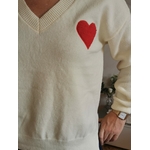 Pull col V Coeur rouge