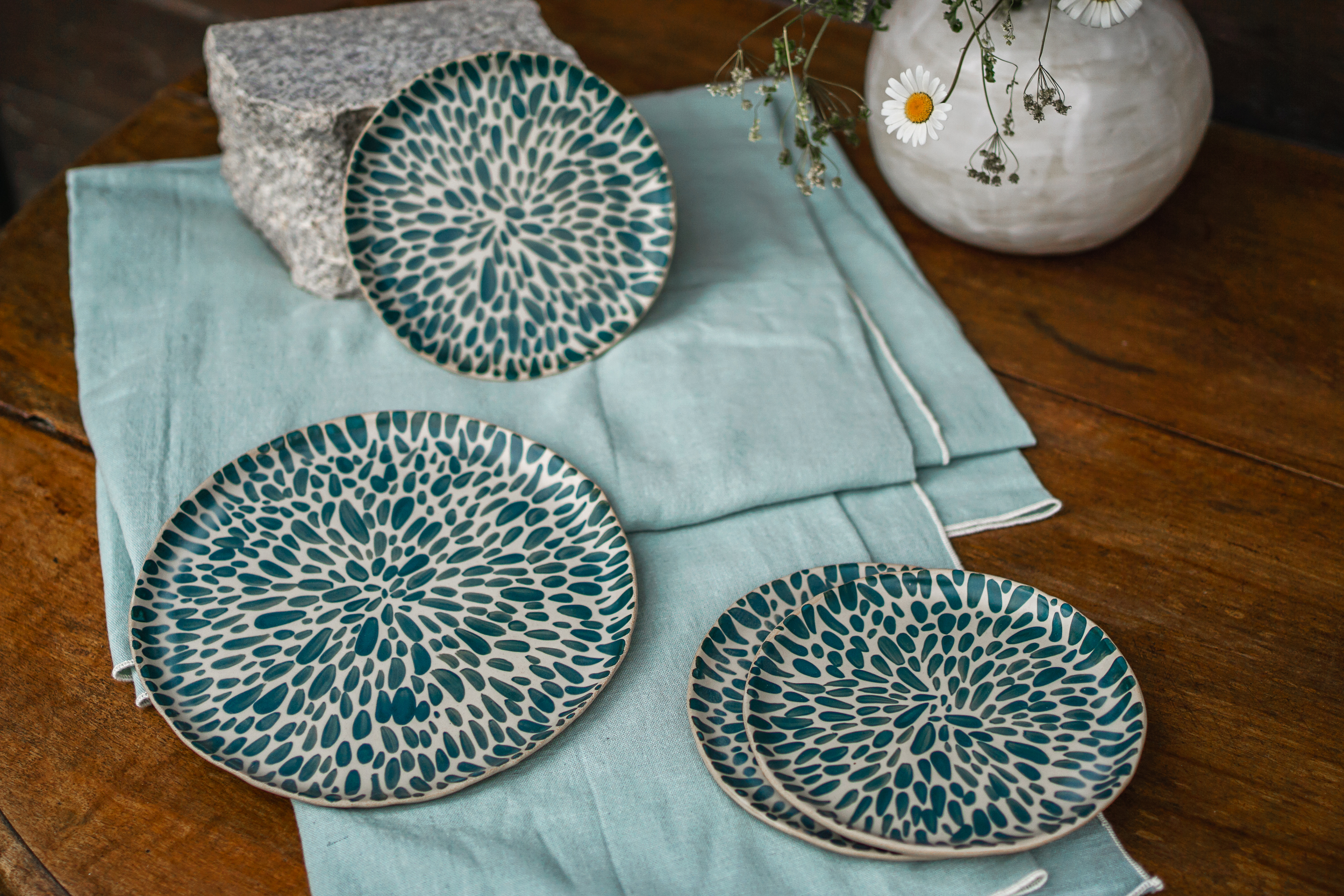 Lot assiette dessert principale Komorebi bleu nuit
