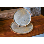 Duo dassiette vert lichen artisanale