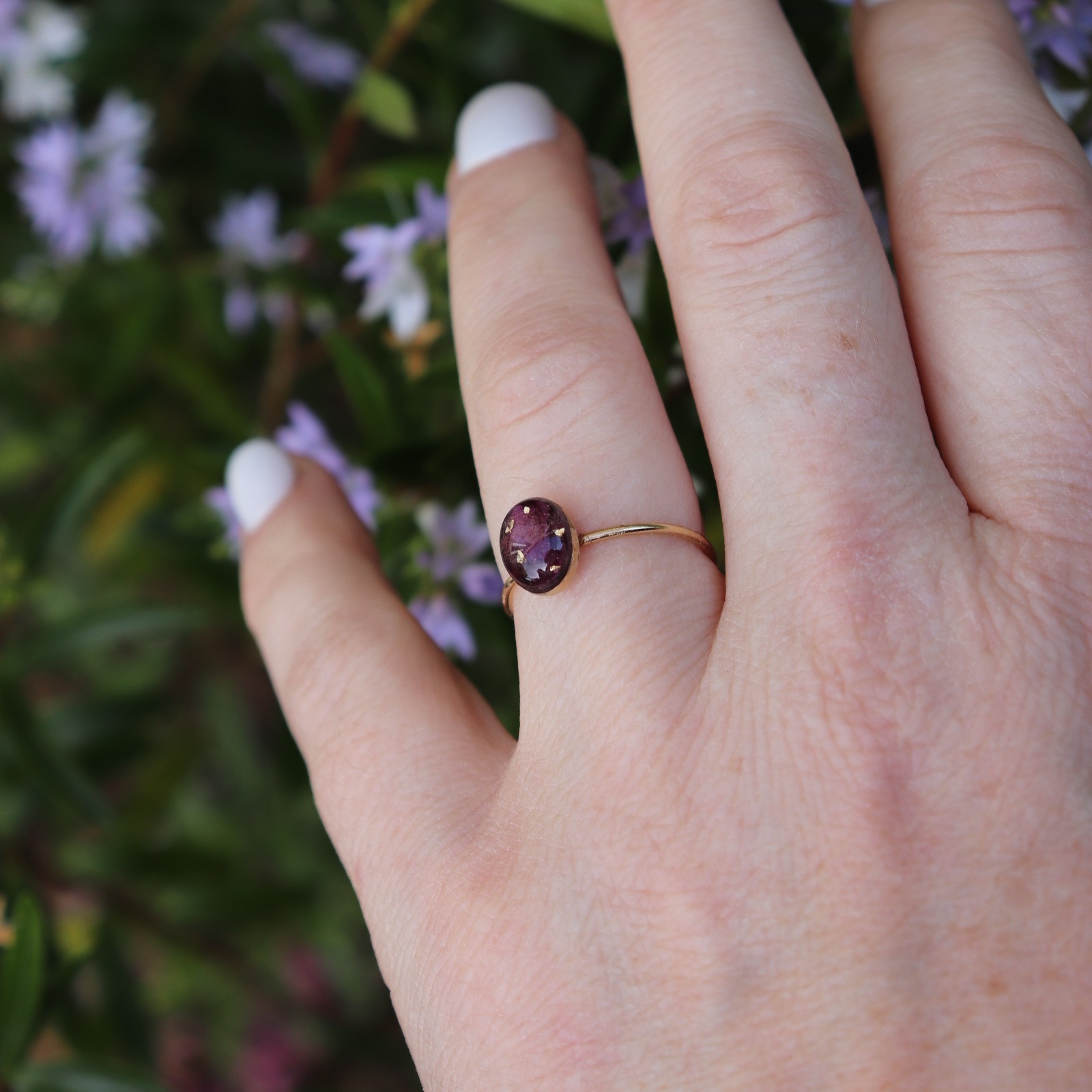 bague gold filled oeillet rose amour maternel