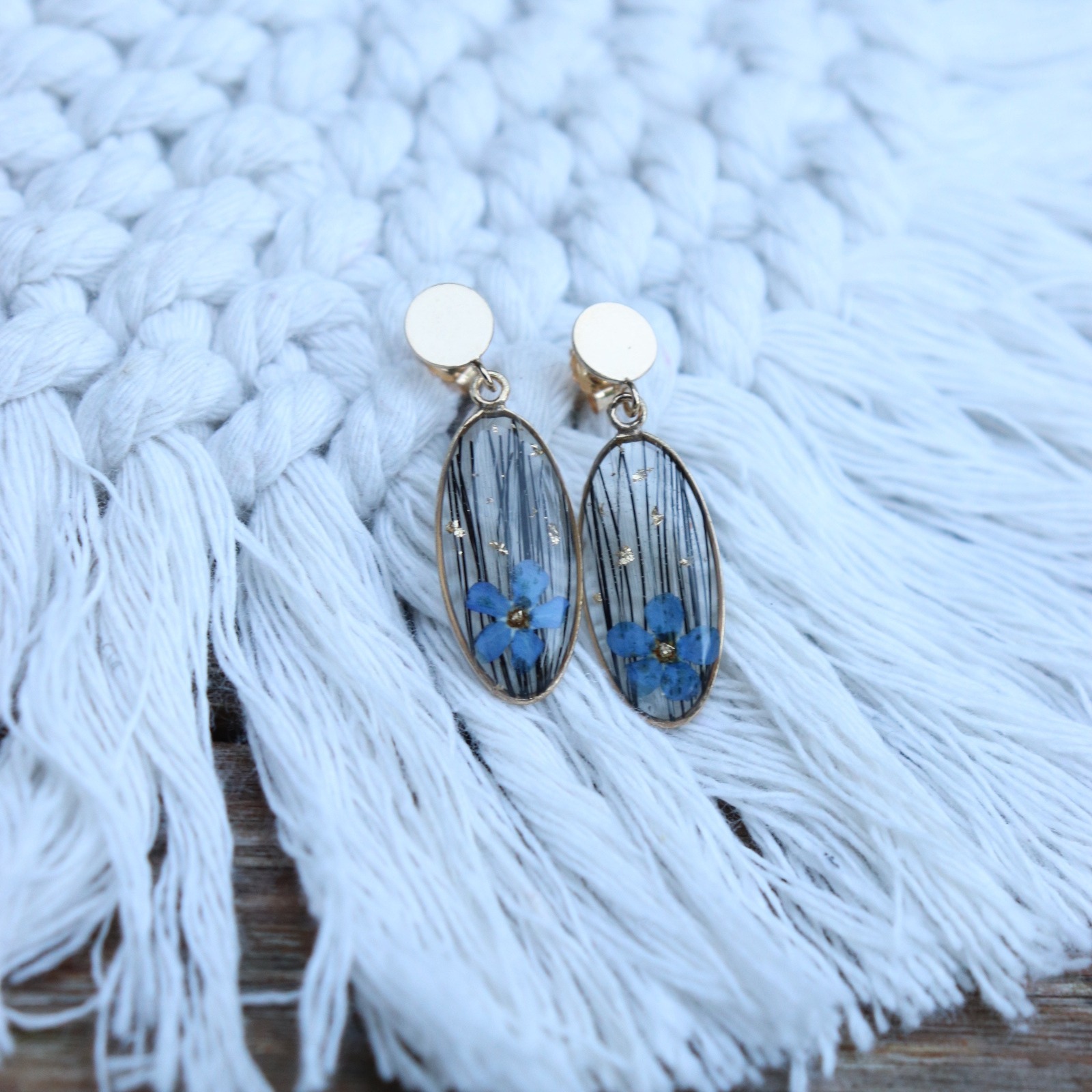 Boucles doreilles poils animaux myosotis gold filled