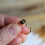 bague or lamine cabochon resine crin ou poils animaux et fleurs sechees