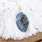 pendentif argent 925 avec poils animaux fleurs séchées