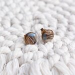 boucles oreilles poils animaux myosotis seche or lamine hypoallergenique resine