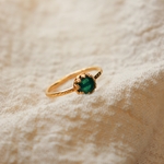 bague plaque or 24k pierre resine emeraude poils chien chat lapin cheval