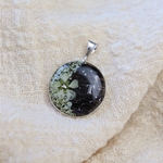 collier argent massif poils de chien croissant de lune fleurs sechees