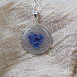 collier poils animal decede coeur myosotis argent 925