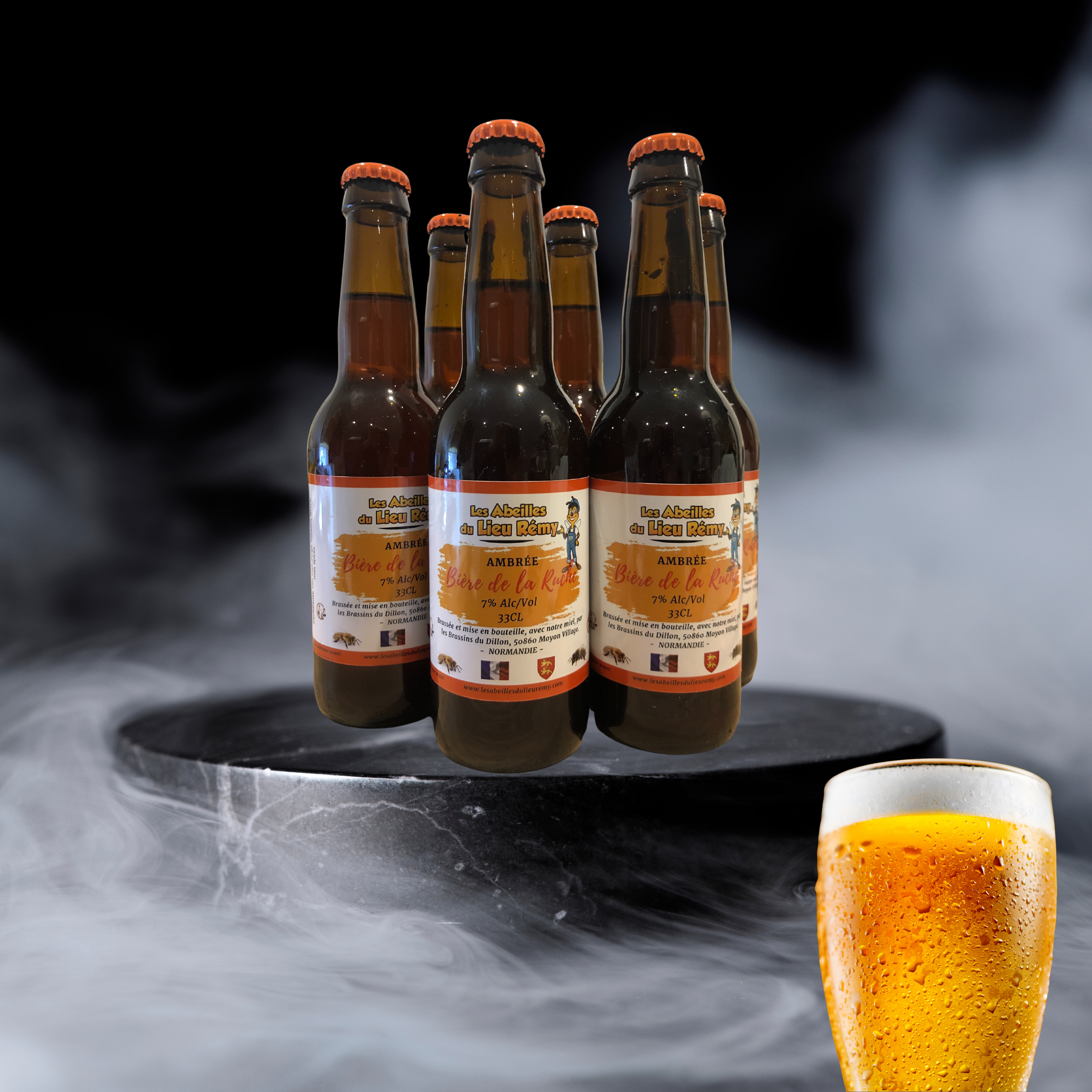 Bière ambrée les abeilles du lieu Rémy