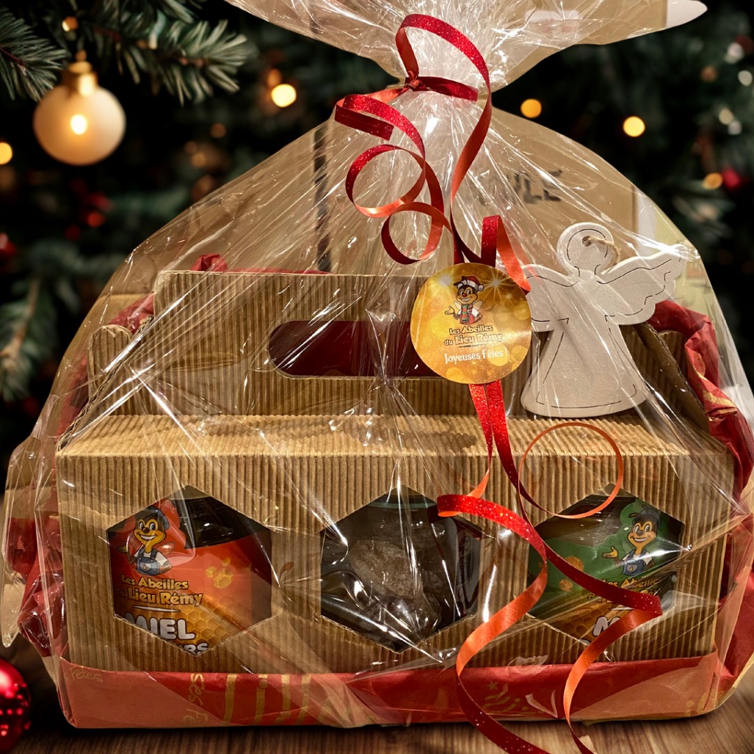 COFFRET 2 MIELS 250G ET 1 BONBONS 130G  LES ABEILLES DU LIEU REMY