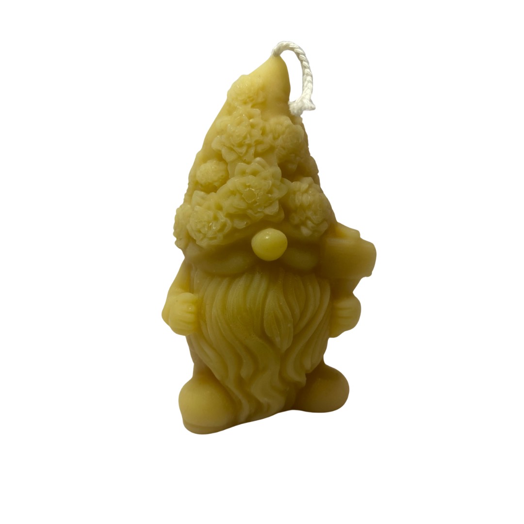 Bougie gnome de printemps en cire d’abeille