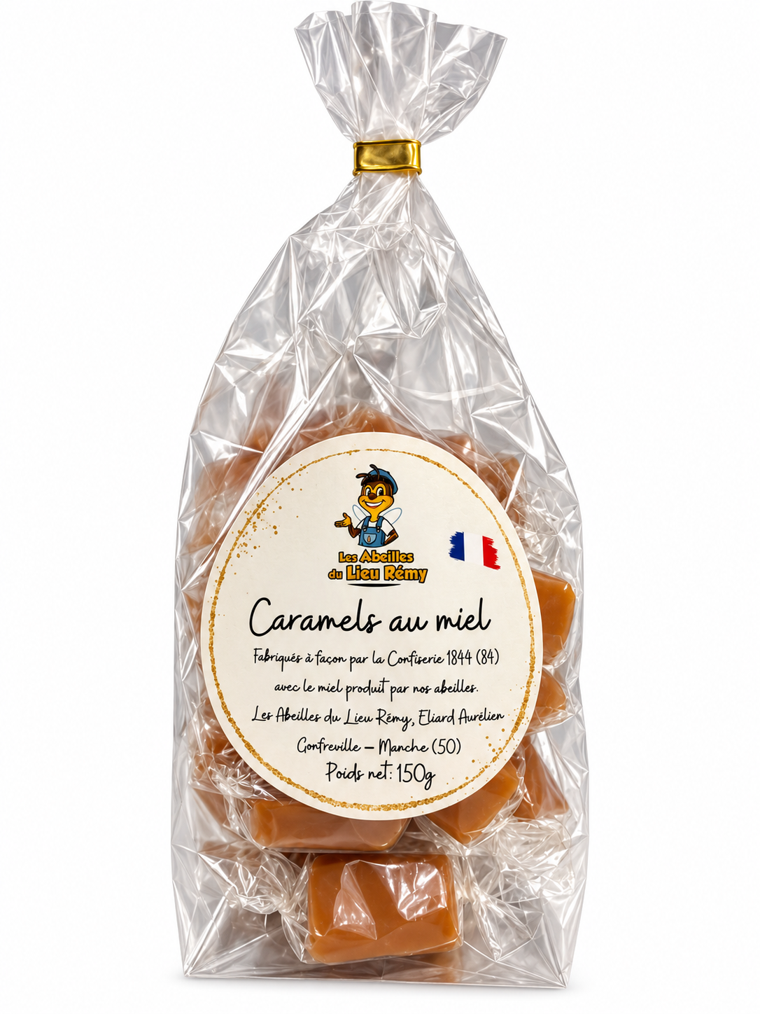 Sachet de caramels tendres au miel des Abeilles du Lieu Rémy, 150 g
