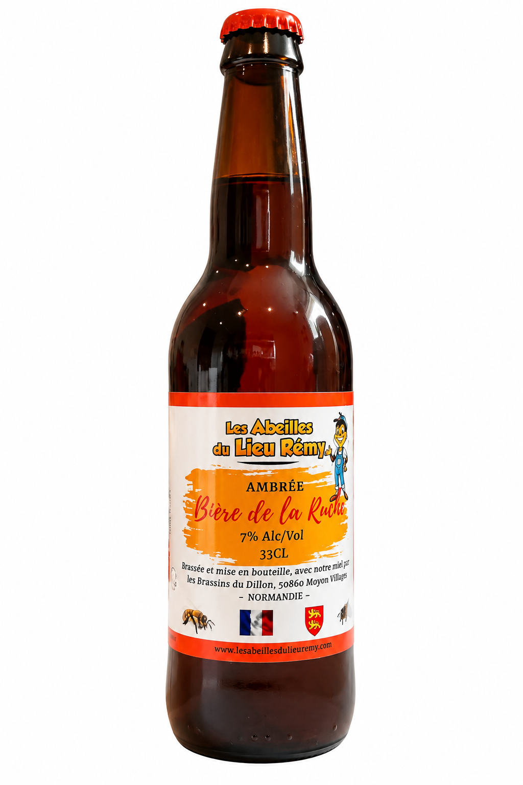 Bière ambrée au miel des Abeilles du Lieu Rémy