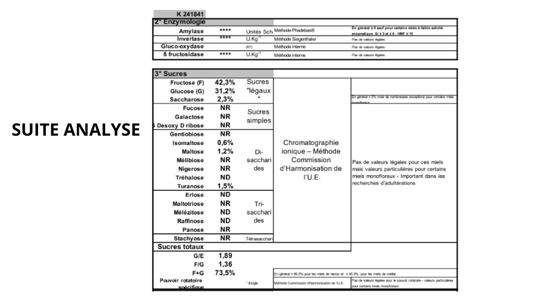 ANALYSE MIEL DE TREFLE