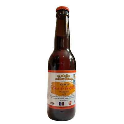 bouteille de bière ambrée au miel les abeilles du lieu rémy