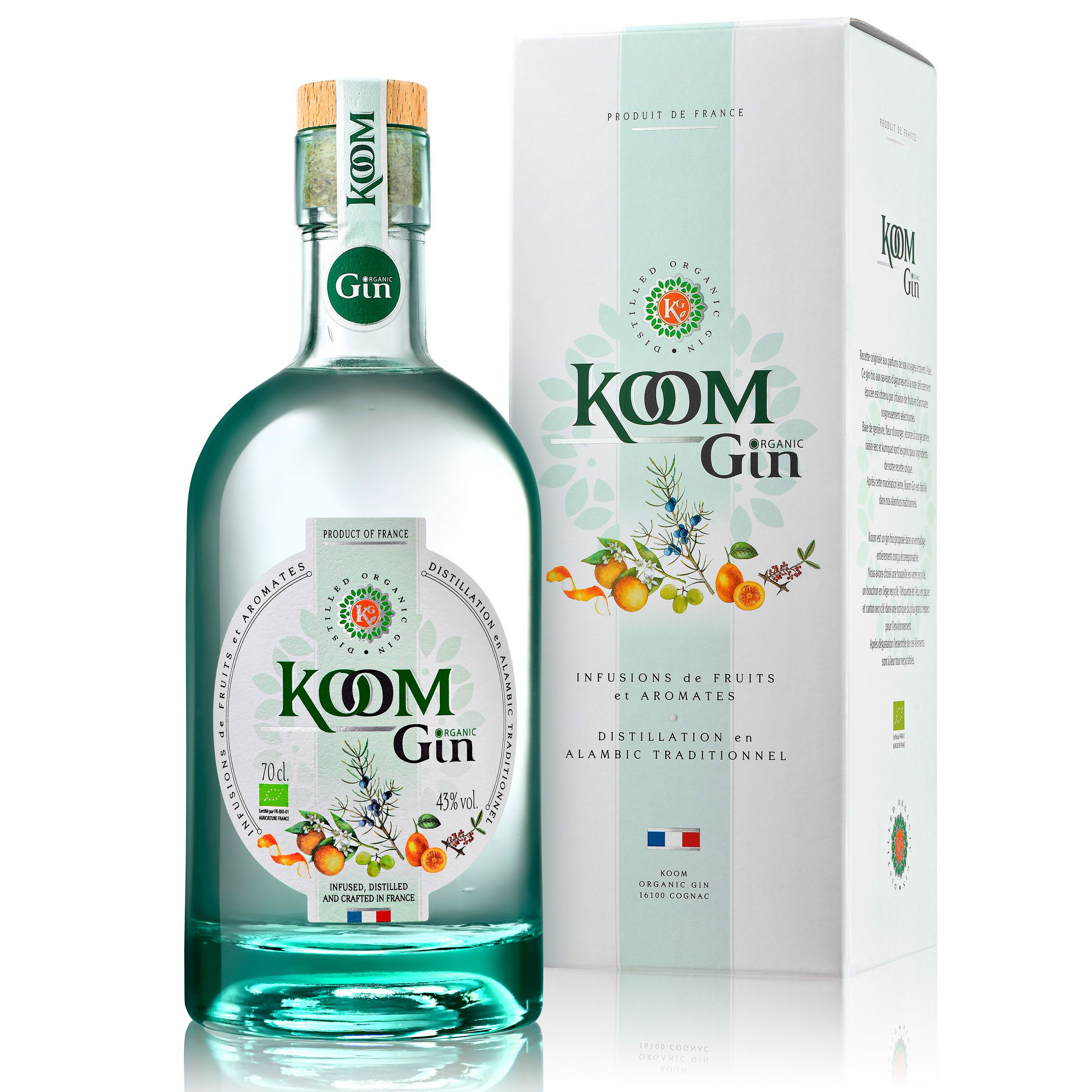 Koom Gin BIO avec etui - Maison A. de Vacqueur