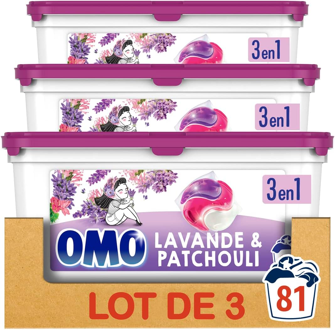 OMO LESSIVE CAPSULES 3-EN-1 LAVANDE &amp; PATCHOULI