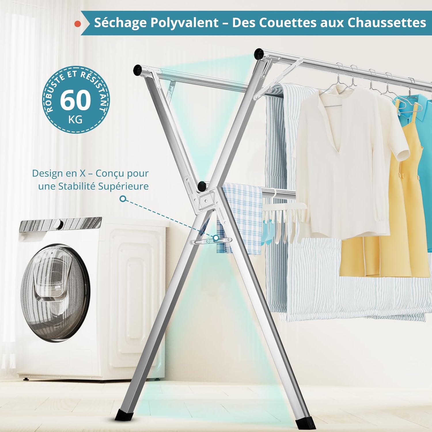 JAUREE Séchoir à Linge Pliable 3
