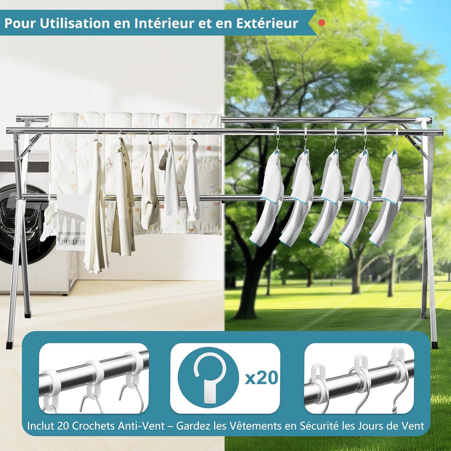 JAUREE Séchoir à Linge Pliable 4