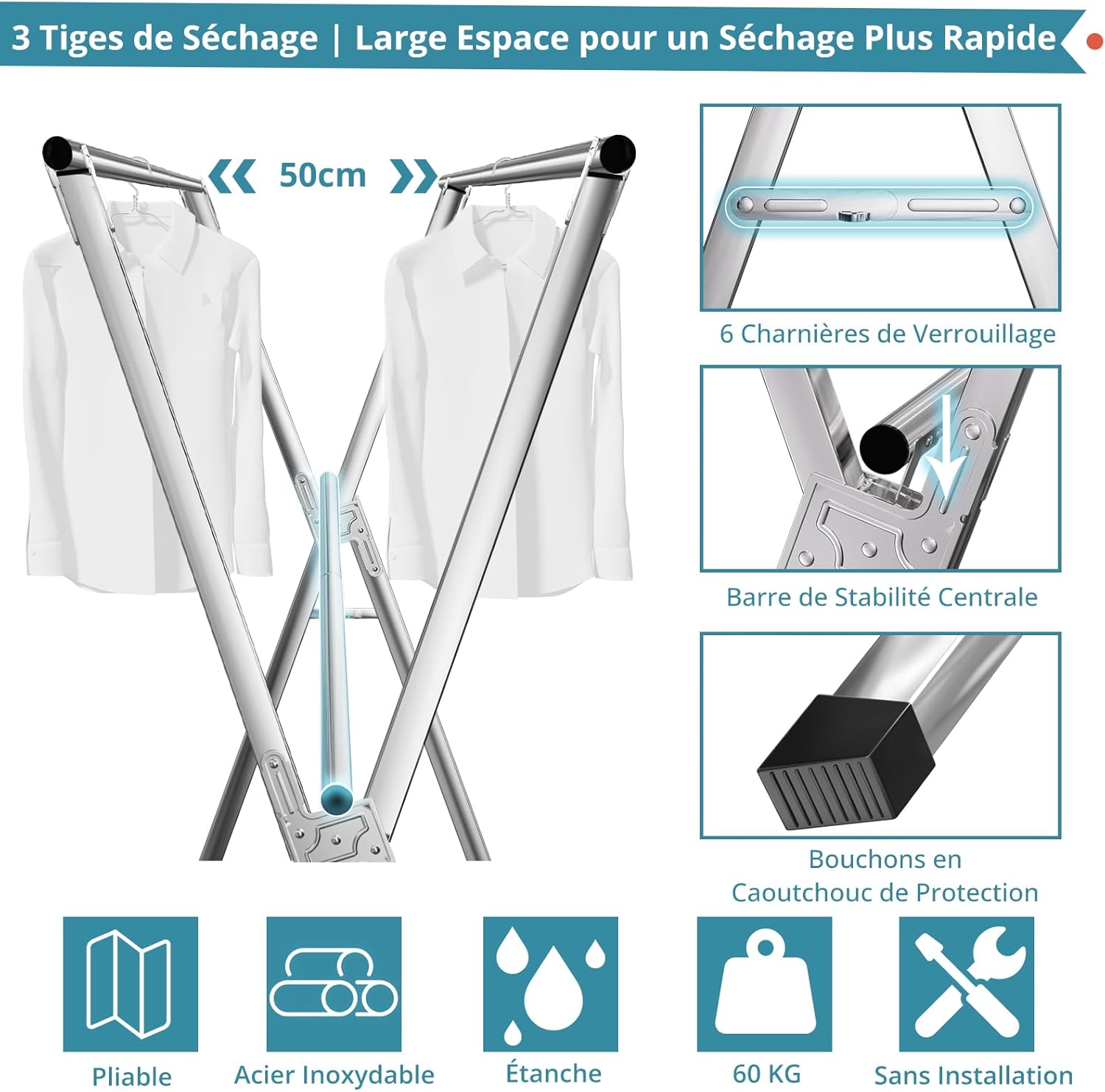 JAUREE Séchoir à Linge Pliable 5