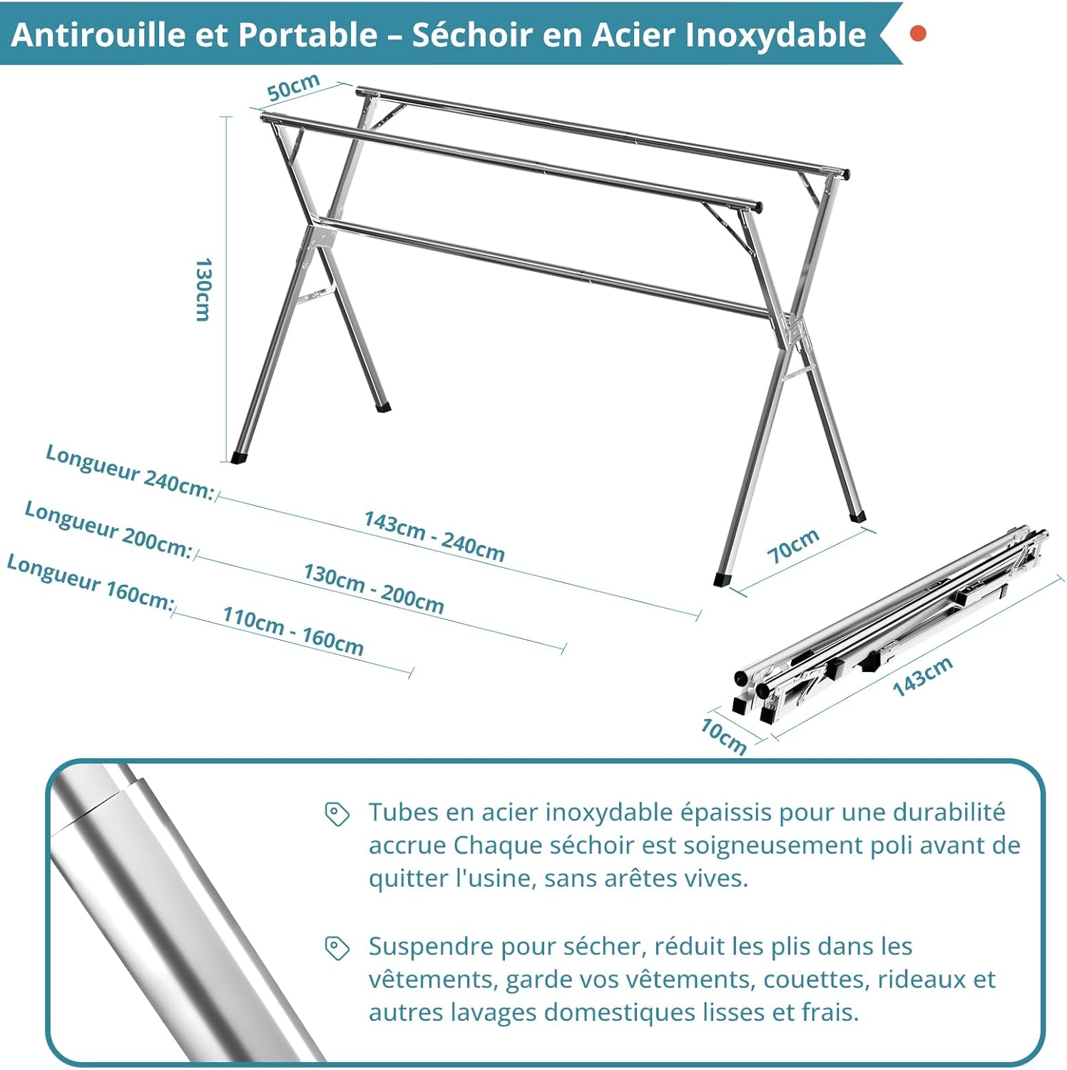 JAUREE Séchoir à Linge Pliable 6