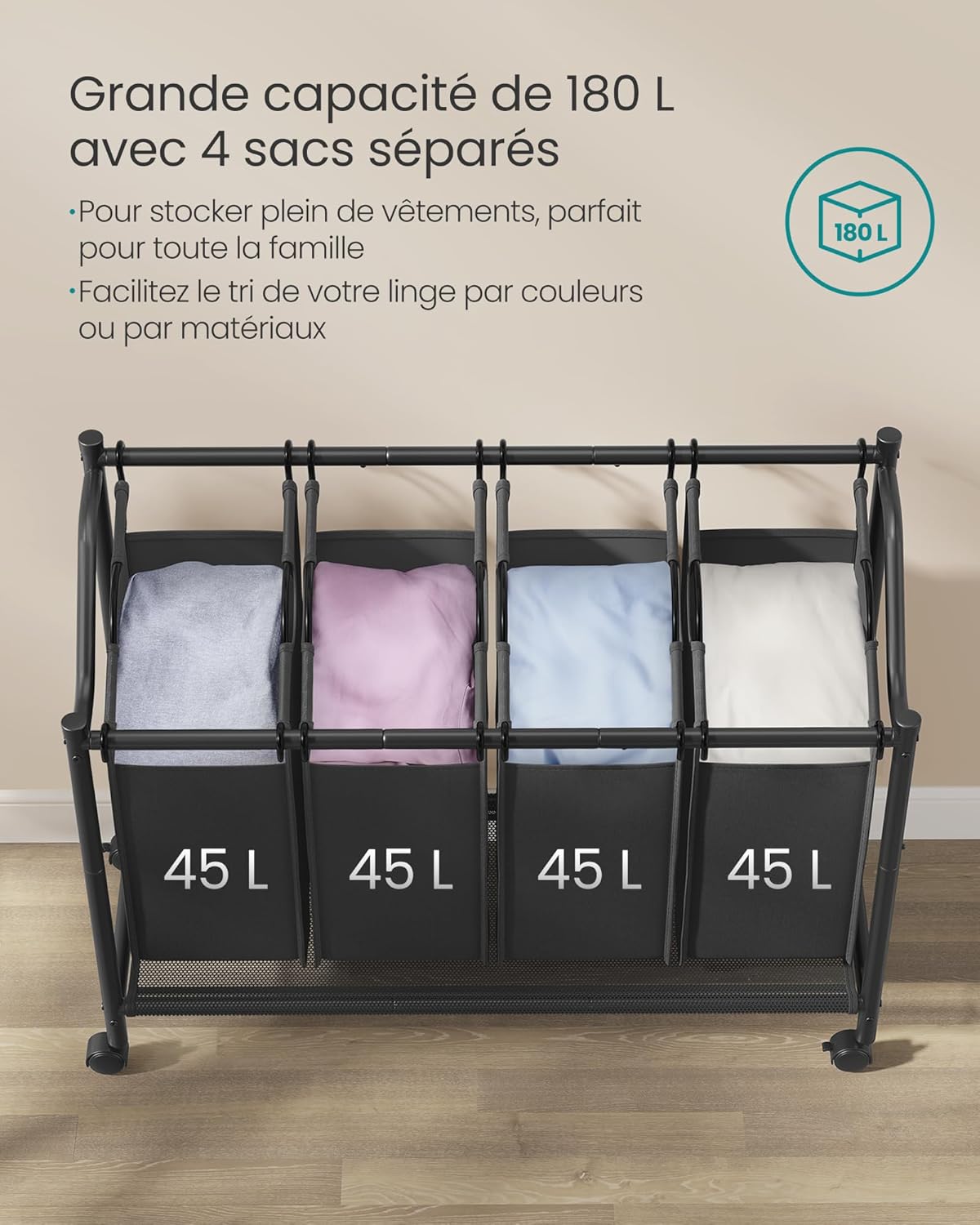 SONGMICS Chariot à Linge 4